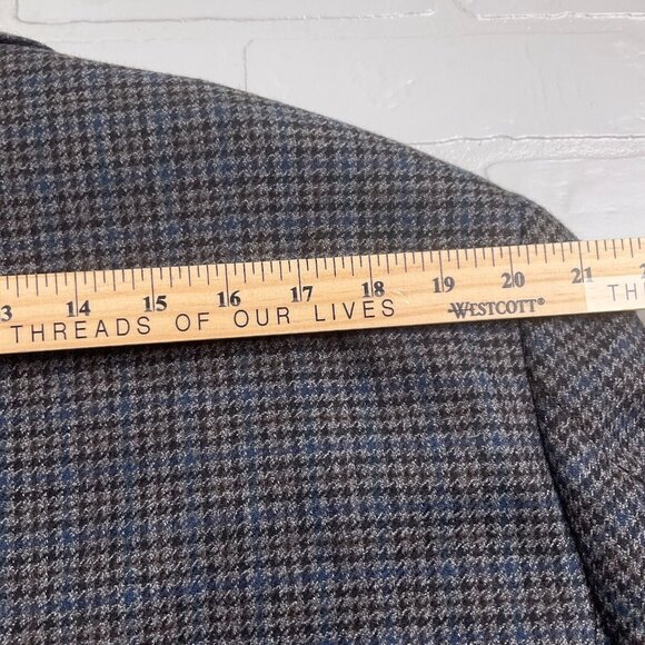 Chaps Blazer‎ Men 46R Blue Gray Houndstooth Lambswool Classic Career Jacket - Picture 11 of 13